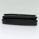 BALLY Quilted Chain Shoulder Bag Leather Black Gold Auth kk478-5