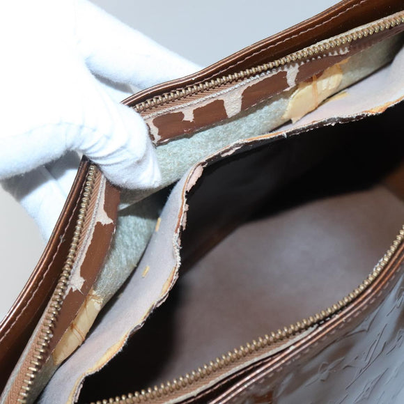 LOUIS VUITTON Monogram Vernis Houston Hand Bag Bronze M91122 LV Auth kk480