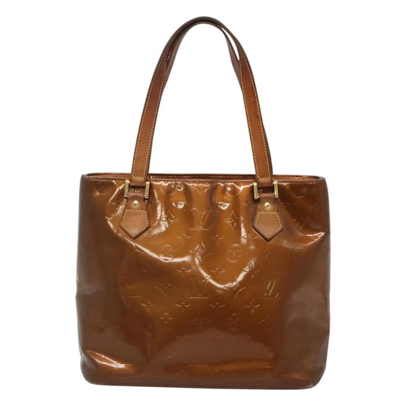 LOUIS VUITTON Monogram Vernis Houston Hand Bag Bronze M91122 LV Auth kk480