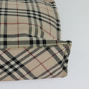 BURBERRY Nova Check Blue Label Hand Bag Nylon Beige Silver Auth kk482-9