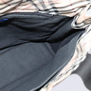 BURBERRY Nova Check Blue Label Hand Bag Nylon Beige Silver Auth kk482-17