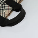 BURBERRY Nova Check Blue Label Hand Bag Nylon Beige Silver Auth kk482-7