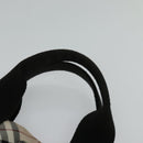 BURBERRY Nova Check Blue Label Hand Bag Nylon Beige Silver Auth kk482-8