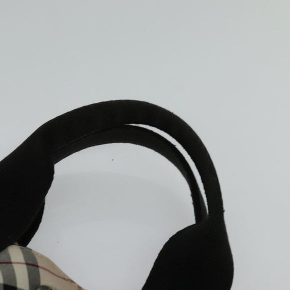 BURBERRY Nova Check Blue Label Hand Bag Nylon Beige Silver Auth kk482