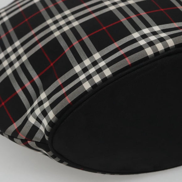 Burberrys Nova Check Hand Bag Nylon Black Silver Auth kk484