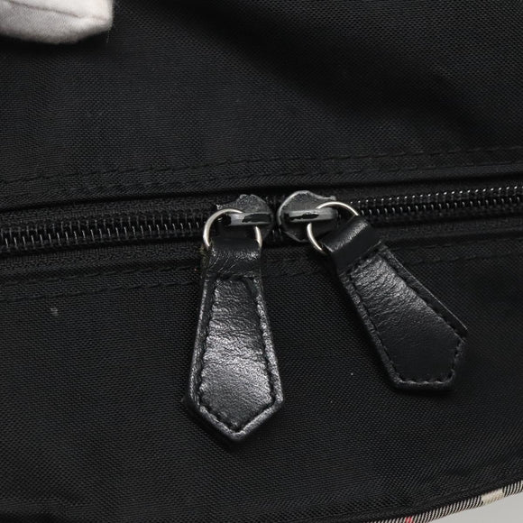 Burberrys Nova Check Hand Bag Nylon Black Silver Auth kk484