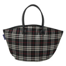 Burberrys Nova Check Hand Bag Nylon Black Silver Auth kk484-13
