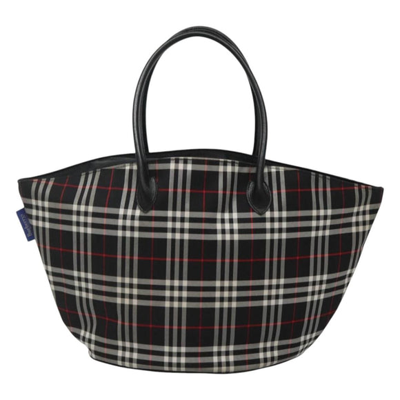 Burberrys Nova Check Hand Bag Nylon Black Silver Auth kk484