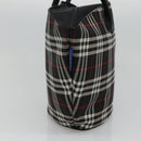 Burberrys Nova Check Hand Bag Nylon Black Silver Auth kk484-3