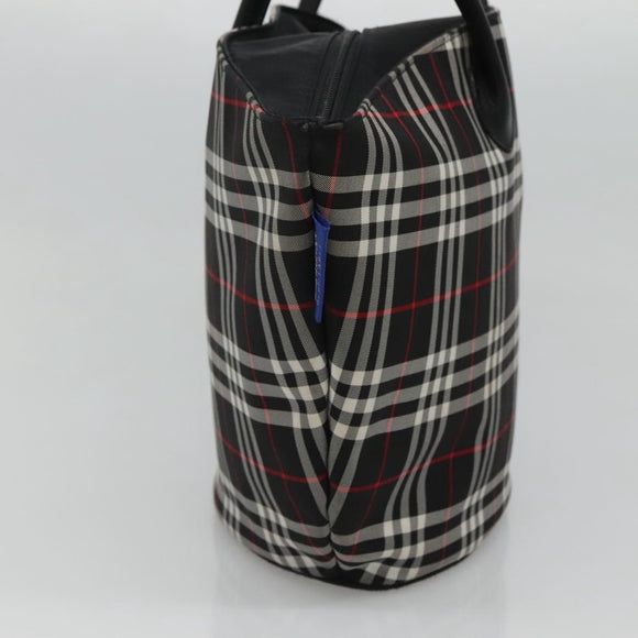 Burberrys Nova Check Hand Bag Nylon Black Silver Auth kk484