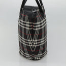 Burberrys Nova Check Hand Bag Nylon Black Silver Auth kk484-4