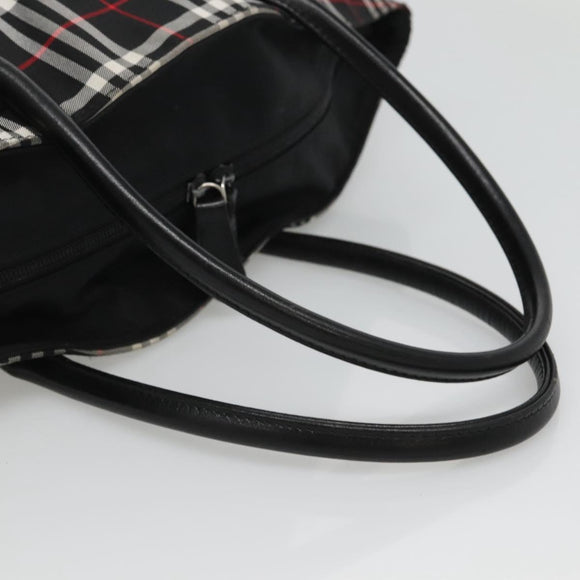 Burberrys Nova Check Hand Bag Nylon Black Silver Auth kk484
