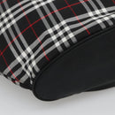 Burberrys Nova Check Blue Label Tote Bag Nylon Black Silver Auth kk486-16