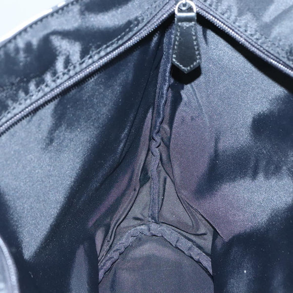 Burberrys Nova Check Blue Label Tote Bag Nylon Black Silver Auth kk486