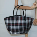 Burberrys Nova Check Blue Label Tote Bag Nylon Black Silver Auth kk486-19