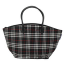 Burberrys Nova Check Blue Label Tote Bag Nylon Black Silver Auth kk486-13
