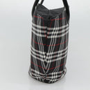 Burberrys Nova Check Blue Label Tote Bag Nylon Black Silver Auth kk486-3