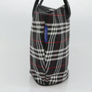 Burberrys Nova Check Blue Label Tote Bag Nylon Black Silver Auth kk486-4