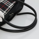 Burberrys Nova Check Blue Label Tote Bag Nylon Black Silver Auth kk486-7