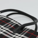 Burberrys Nova Check Blue Label Tote Bag Nylon Black Silver Auth kk486-8