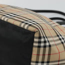 Burberrys Nova Check Blue Label Tote Bag Nylon Beige Silver Auth kk487-9