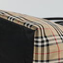 Burberrys Nova Check Blue Label Tote Bag Nylon Beige Silver Auth kk487-15