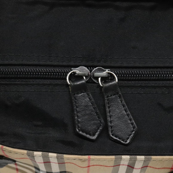 Burberrys Nova Check Blue Label Tote Bag Nylon Beige Silver Auth kk487