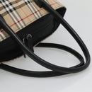 Burberrys Nova Check Blue Label Tote Bag Nylon Beige Silver Auth kk487-7