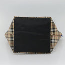 Burberrys Nova Check Blue Label Tote Bag Nylon Beige Silver Auth kk487-5