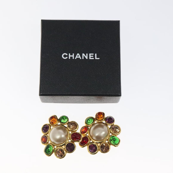CHANEL Gripoa Earring metal Gold CC Auth kk494