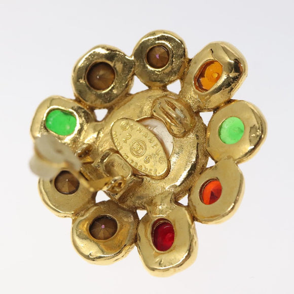 CHANEL Gripoa Earring metal Gold CC Auth kk494