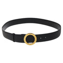 BVLGARI Belt Leather 45.3"" Black Gold Auth kk499-2