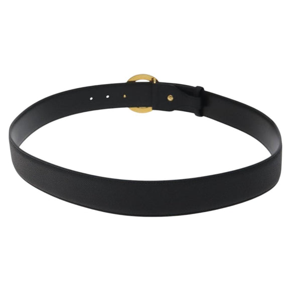 BVLGARI Belt Leather 45.3"" Black Gold Auth kk499