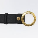 BVLGARI Belt Leather 45.3"" Black Gold Auth kk499-7