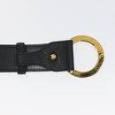 BVLGARI Belt Leather 45.3"" Black Gold Auth kk499-8