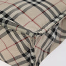 BURBERRY Nova Check Blue Label Hand Bag Nylon Beige Silver Auth kk500-9