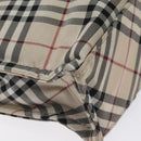 BURBERRY Nova Check Blue Label Hand Bag Nylon Beige Silver Auth kk500-14