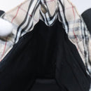 BURBERRY Nova Check Blue Label Hand Bag Nylon Beige Silver Auth kk500-18