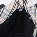 BURBERRY Nova Check Blue Label Hand Bag Nylon Beige Silver Auth kk500-19