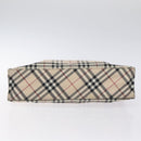 BURBERRY Nova Check Blue Label Hand Bag Nylon Beige Silver Auth kk500-5