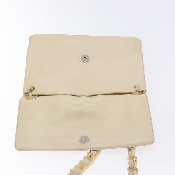 PRADA Shoulder Bag Leather Beige Auth kk506