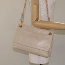 PRADA Shoulder Bag Leather Beige Auth kk506-21