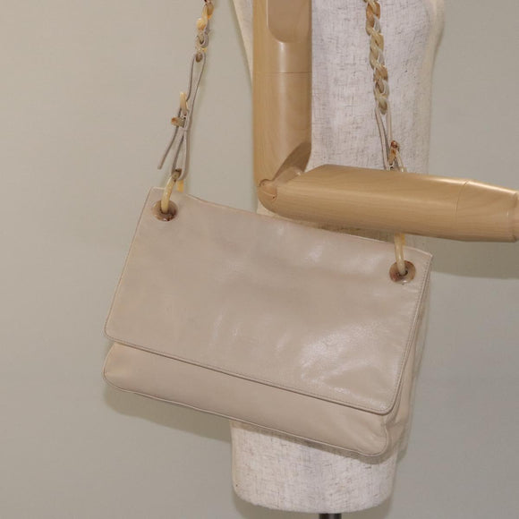 PRADA Shoulder Bag Leather Beige Auth kk506