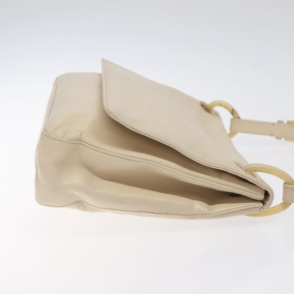 PRADA Shoulder Bag Leather Beige Auth kk506