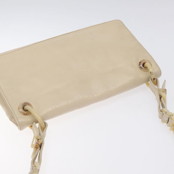 PRADA Shoulder Bag Leather Beige Auth kk506