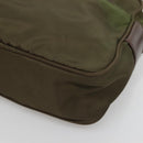 PRADA Shoulder Bag Nylon Khaki Silver Auth kk507-10