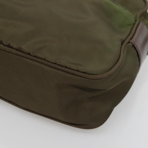 PRADA Shoulder Bag Nylon Khaki Silver Auth kk507