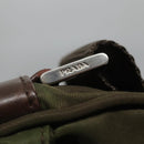 PRADA Shoulder Bag Nylon Khaki Silver Auth kk507-16