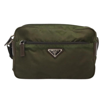PRADA Shoulder Bag Nylon Khaki Silver Auth kk507 - 0