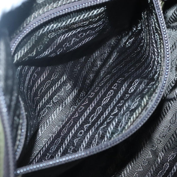 PRADA Shoulder Bag Nylon Khaki Silver Auth kk507